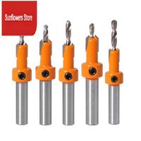 ABRM-5Pcs Wood Hole Drill Bit,8MM Shank Countersink Drill Bit Router Bit,Wood Working Counter Sink Drill Bit Set Screw Cutter