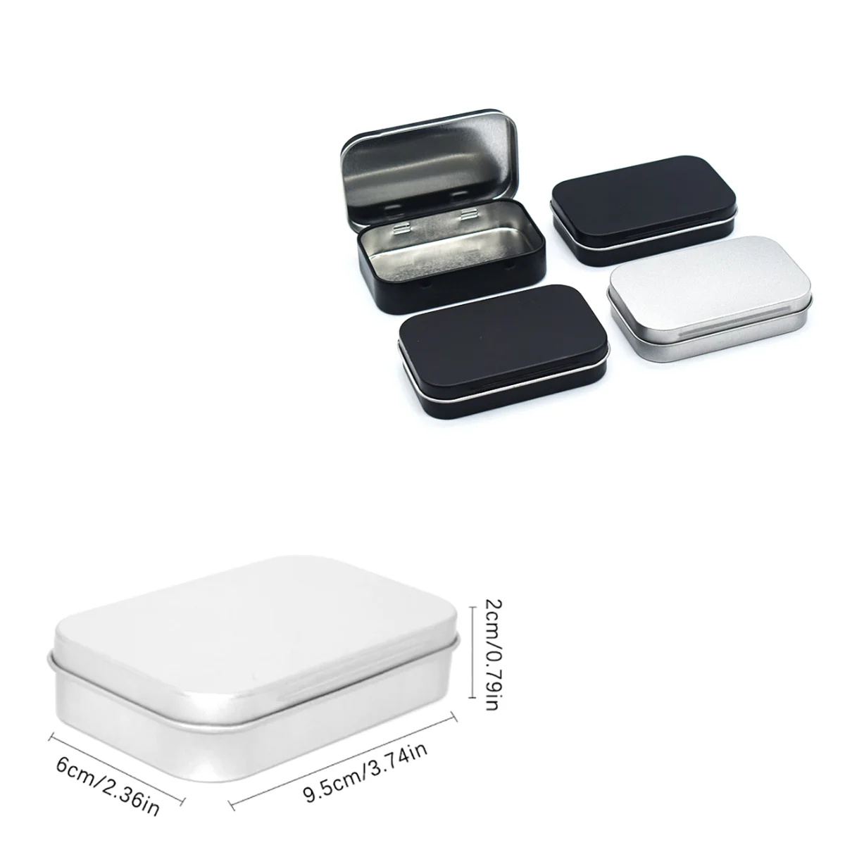 1PC Mini Metal Rectangular Tin Box Tinplate Hinged Storage Organizer for Candy Pill Cases Small Jar Push Bins