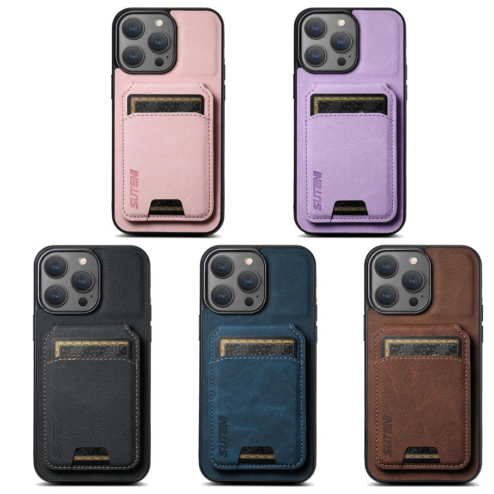 For iPhone 11 12 13 14 15 16 Pro Max Original For Shockproof Leather Case 15 Plus 16 Pro Wallet Card Holder Slots Back Cover