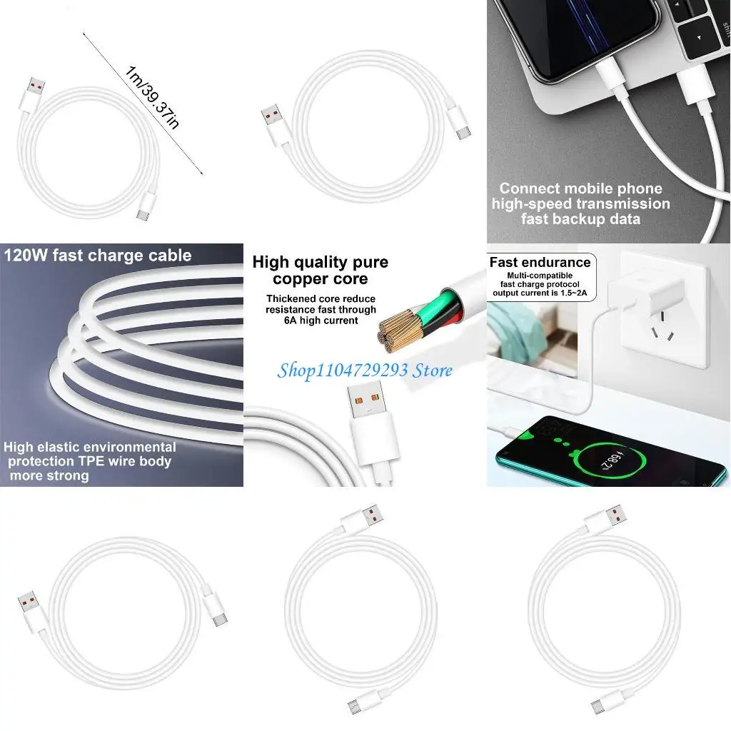 

Y2GD 120W USB Type C Cable for 100 90 80 70 60 Super Fast 6A Cable