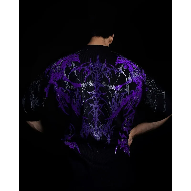 وحيدا الظل القوطية الشارع الشهير تي شيرت الرجال النساء المتضخم القطن المحملة الهيكل العظمي الفن الجرونج حافة داكنة الأزياء المحملة