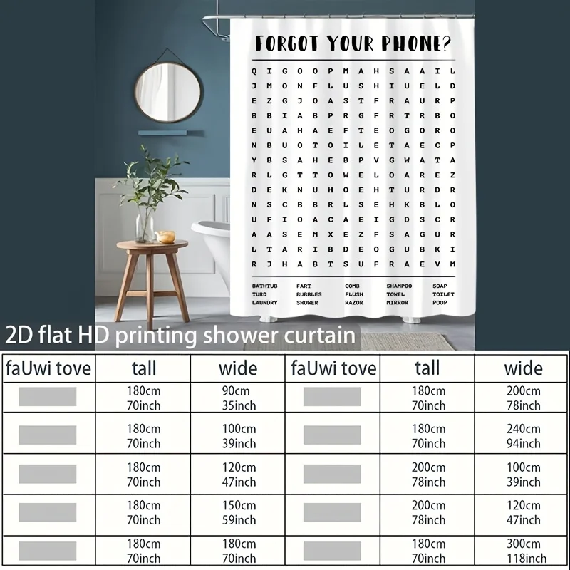 Funny Forgot Your Phone Alphabet Shower Curtain Bathroom Decor Novelty Gift for Man Woman Kids