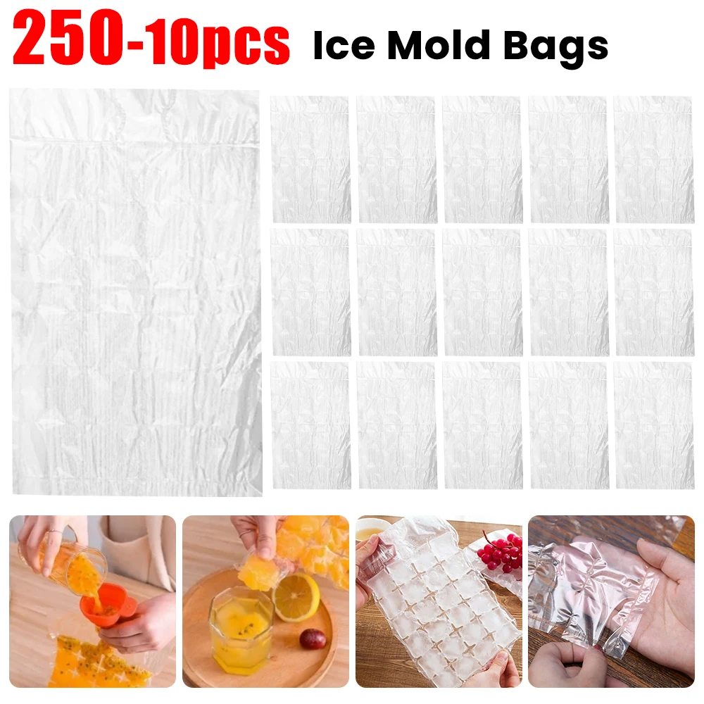 250-10pcs Disposable Ice Mold Bags for Juice Drinking Food Portable Ice Cube Mold Ice-Making Bag Freezing Maker Kitchen Gadgets