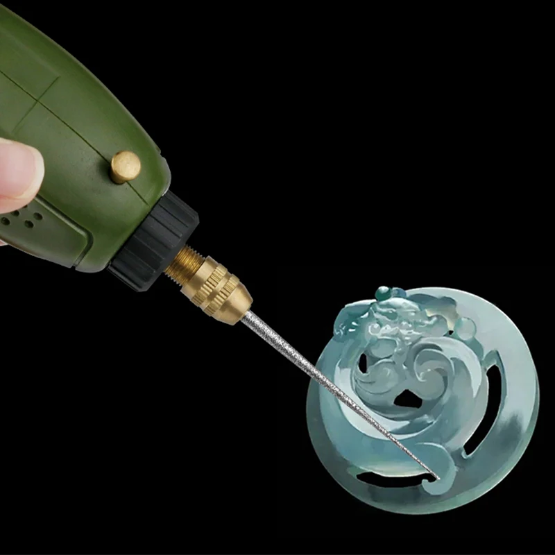 Aste di molatura con gambo da 3MM Mini trapano testa di molatura diamantata fresa per incisione ad ago intaglio lucidatura punta da trapano in pietra di giada di vetro