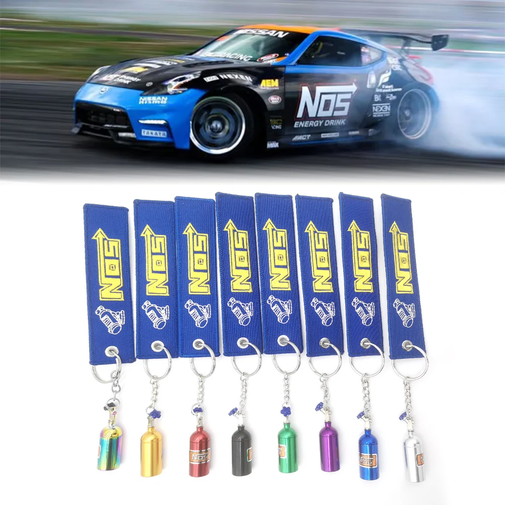 Portable Key Rings NOS Nitrous Bottle Keychain Mini Box Storage embroidery Keyring Interior Car Accessories