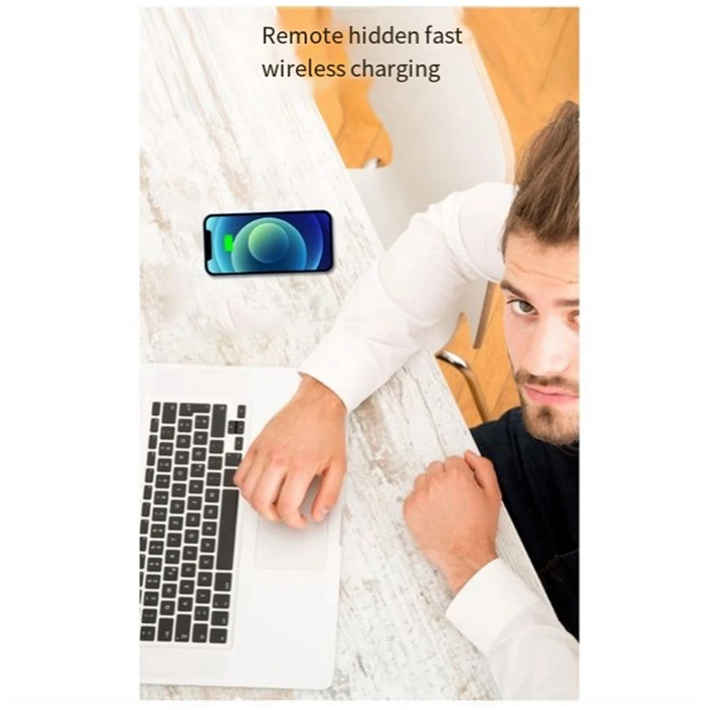 1Set Invisible Wireless Charger Penetrate 30Mm Fast Charging Charger  Easy Installation Quick Charger Black US Plug