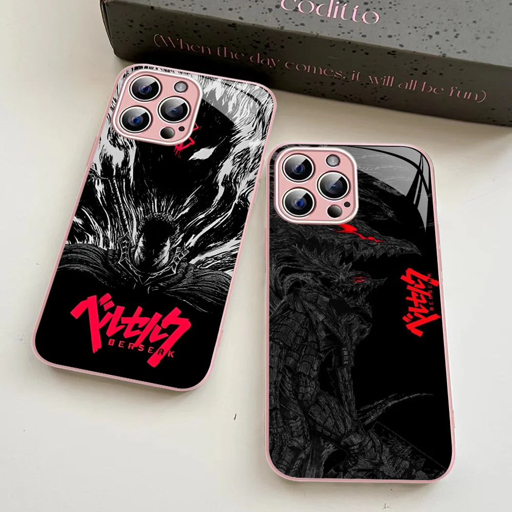 Anime Berserk Phone Case Tempered Glass For iphone 14 13 12 11 Pro Mini XS MAX 14Plus X XS XR Cover