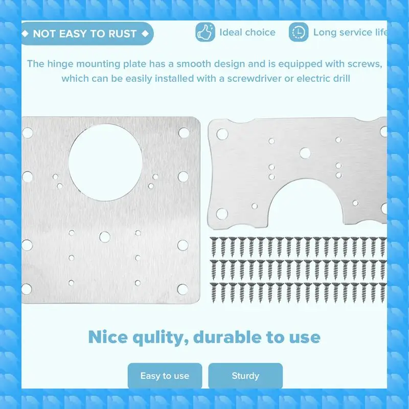 ETRT 10 PCS Hinge Mounting Repair Plate Stainless Steel Bracket Fixing Plate With Screws For Furniture Wardrobe Cupboard