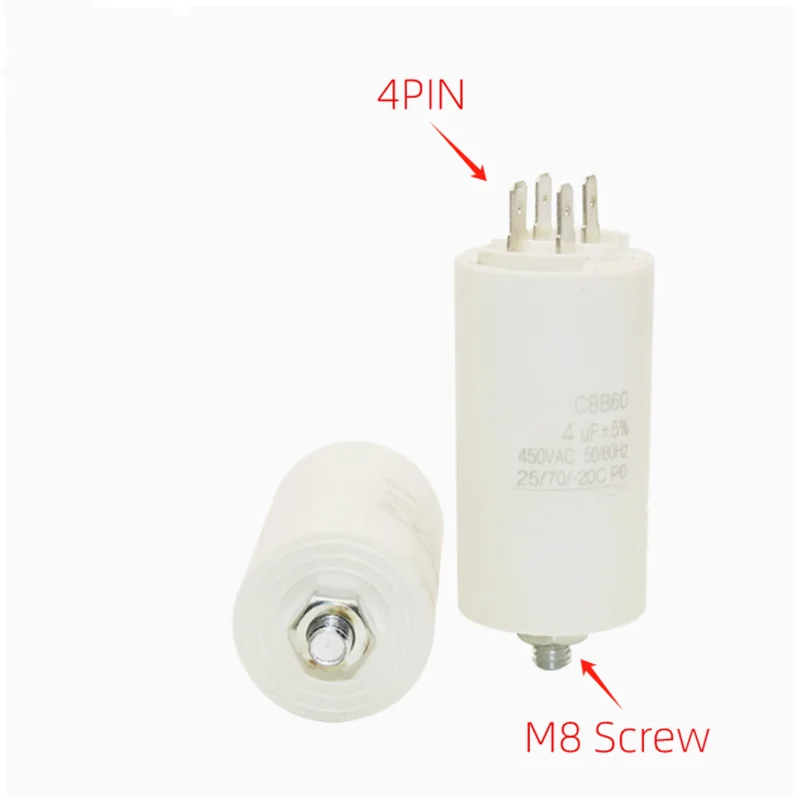 

1PCS CBB60 Washing machine high pressure water pump start capacitor450V Four inserts Screws at the bottom 4UF10UF20UF30UF50UF