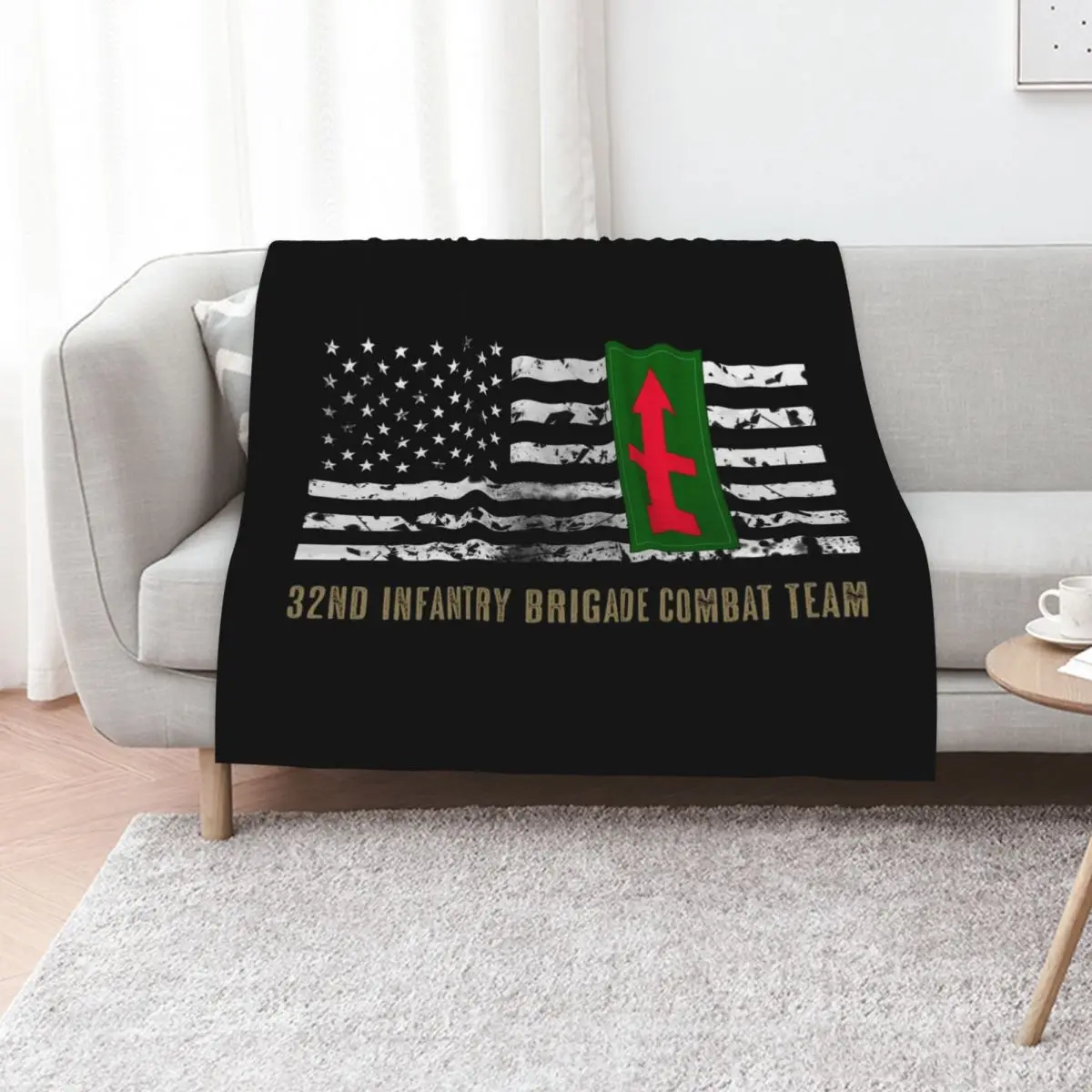 32nd Infantry Brigade Combat Team Throw Blanket Plaid on the sofa Furry Hairy heavy to sleep Large Camping Blankets
