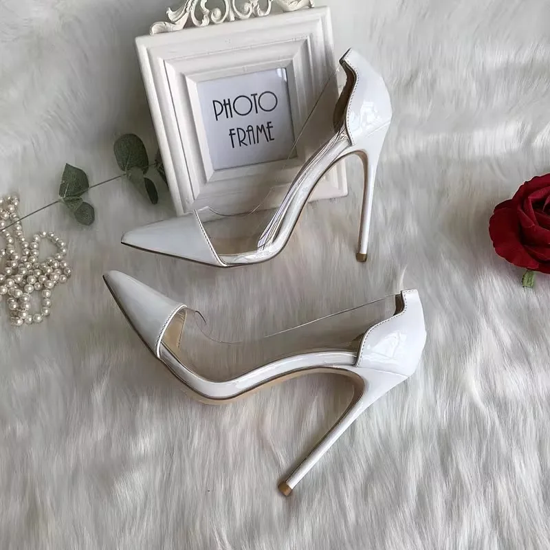 Summer New Women's Transparent PVC High Heels Pointed Stilettos Heels Elegant Sexy Party Pumps Ladies Casual Shoes