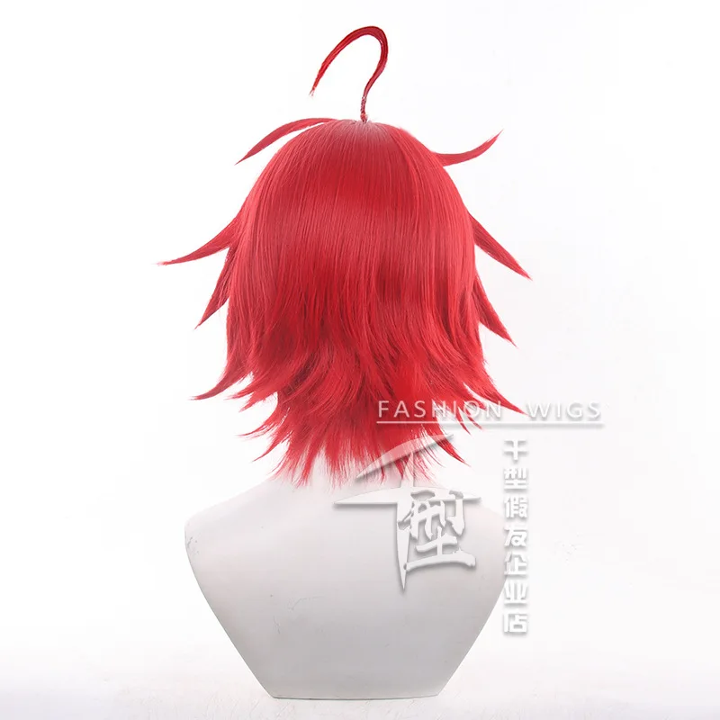 Anime sumino takumi peruca cosplay vermelho misturado azul escuro 28cm perucas curtas resistente ao calor trajes de cabelo sintético anime cosplay perucas