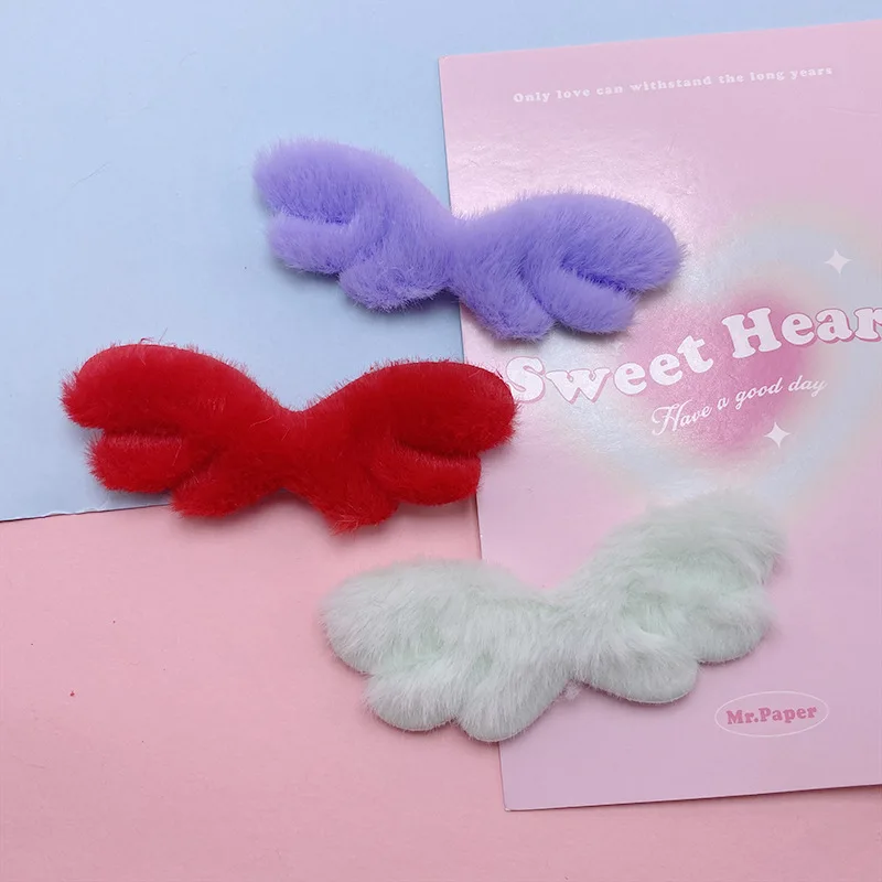 42Pcs 8*3.2CM Furry Felt Angel Wing Padded Appliques For DIY Hair Clip Accessories Garment Headwear Bag Decoration Patches