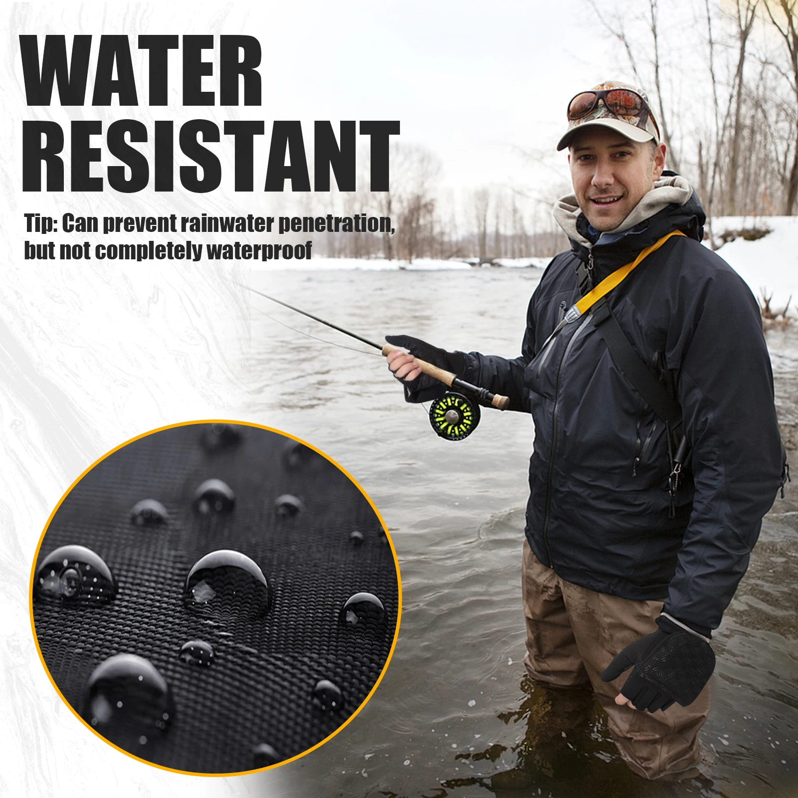 Ciepłe rękawice zimowe na zewnątrz, idealne do sportów na świeżym powietrzu, biegania, wędkowania, fotografii, narciarstwa.