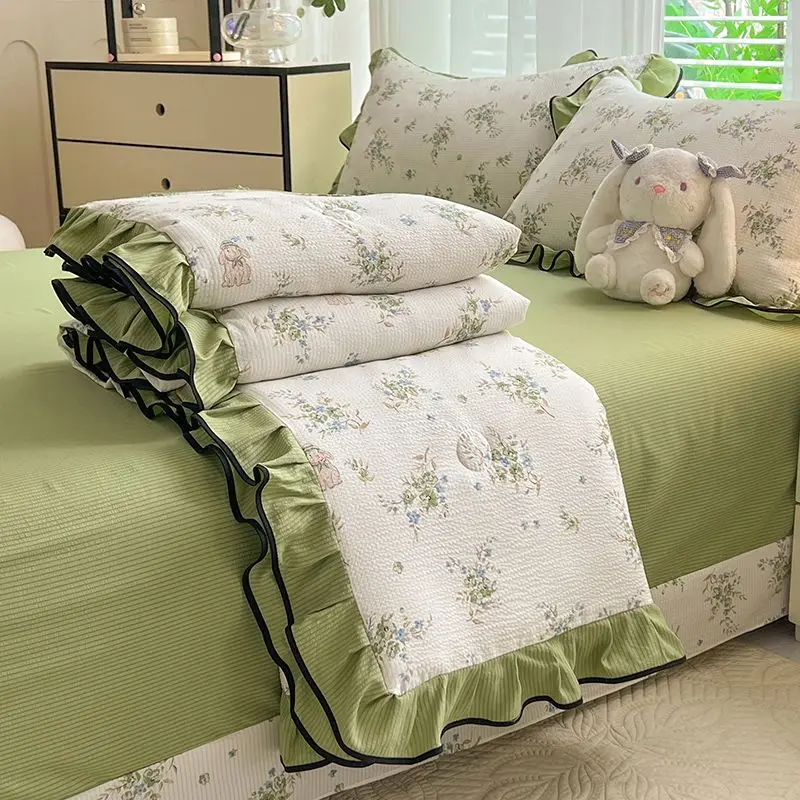 

Summer Quilt Cool Blanket New Jacquard Lace Korean Edition Bubble Cotton Summer Air Conditioning Machine Washable Household
