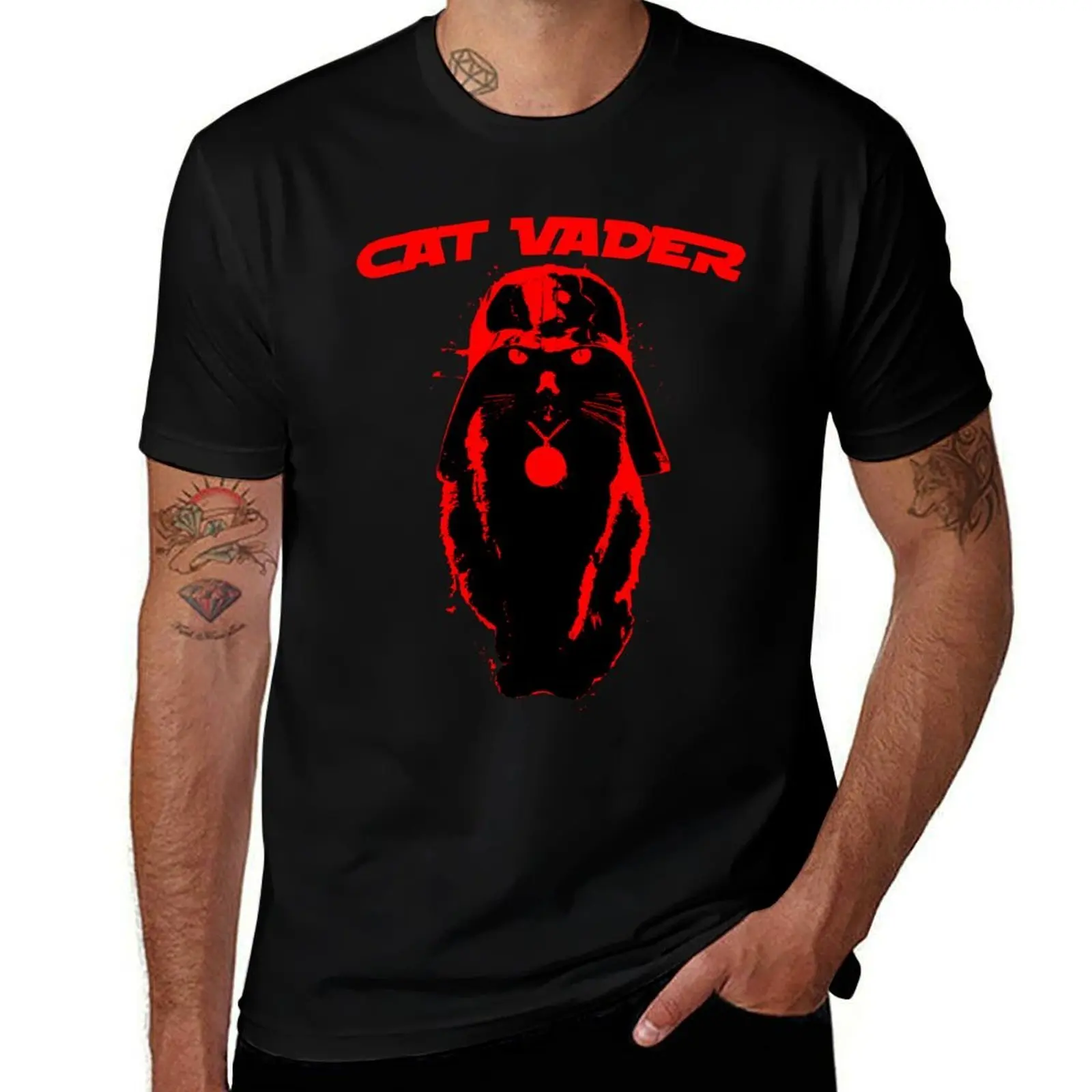 

Футболка Cat Vader, одежда в стиле хиппи, рубашки с рисунком, летние топы, мужская хлопковая футболка