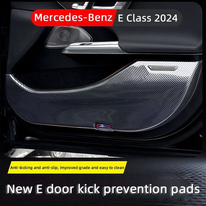 Car Door Anti-dirty Anti-kick Mat Pad Carbon Fiber Door Anti Kick Mat For Mercedes Benz E Class E300L W213 W212 Auto Accessories