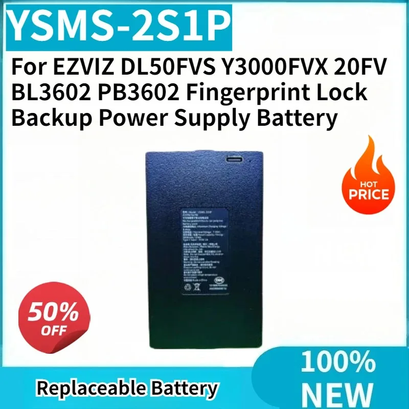 YSMS-2S1P Rechargeable Li-ion Battery for EZVIZ DL50FVS Y3000FVX 20FV BL3602 PB3602 Fingerprint Lock Backup Power Supply Battery