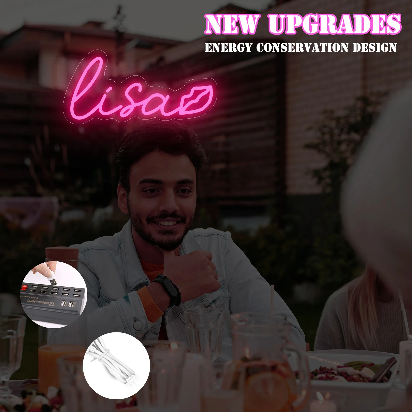 Custom Neon Sign with Crown Personalized LED Light for Home Decor USB Powered Adjustable Brightness for Wedding Birthday Party