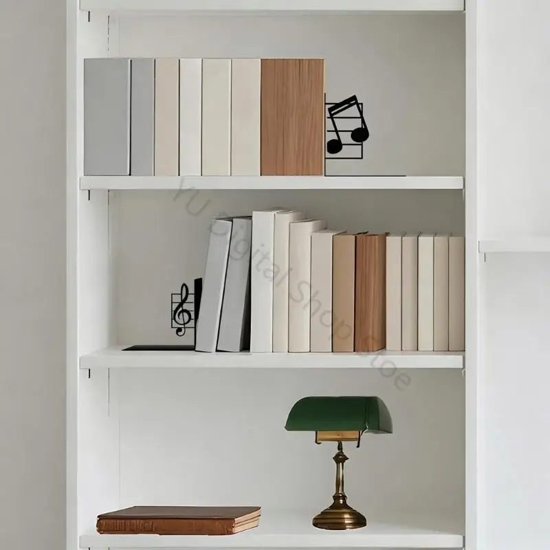 96BA Metal Elegant Bookends Hollow Bookshelfs for Displaying Books, Music Sheets, Books Stand for Display, Book Display Stand