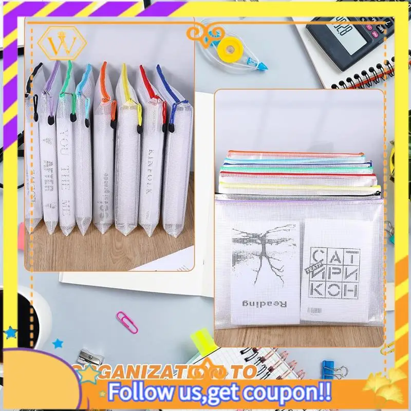 

Latest-24PCS Mesh Zipper Pouch Bags 8 Colors Reusable Clear Travel Pouches For Organizing Board Game Office Home School Supplie