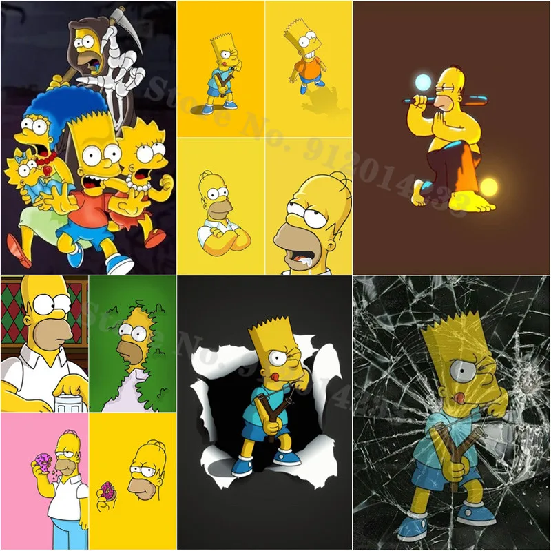 5D Diy Diamant Kunst Malerei Kits Cartoon Die Simpsons Bart Homer Simpson Bild von Strass Diamant Stickerei Wohnkultur