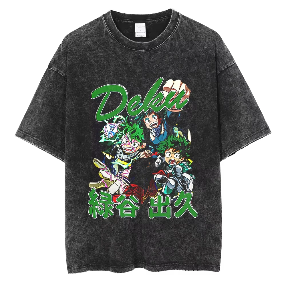 

2025 Hot Anime The Seven Deadly Sins Escanor Meliodas Graphic Washed Men Manga Cotton T-shirts Harajuku Male Casual