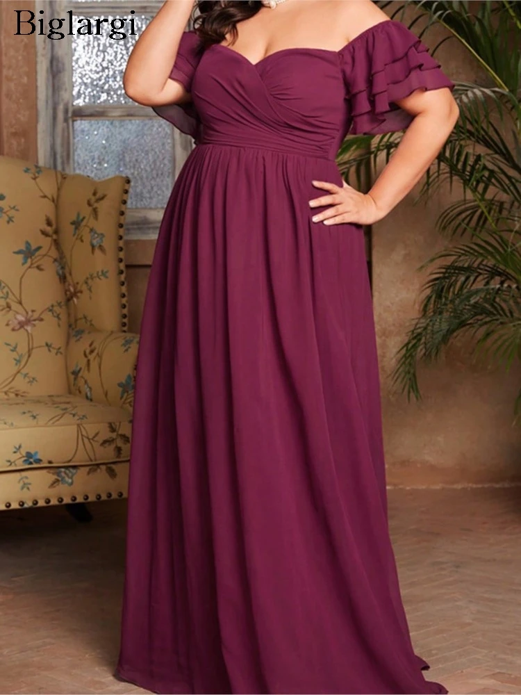 

Plus Size Summer Dress Women Off Shoulder Elegant Fashion Slim High Waist Ladies Dresses Loose Woman Long Dress