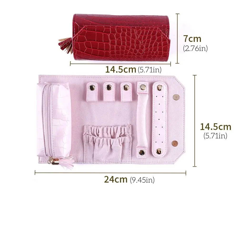 Alligator Pattern Leather Jewelry Case Detachable Anti Bumping Portable Jewelry Boxes Large Capacity Ring Earrings