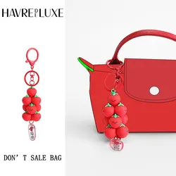 HAVREDELUXE Bag Charm Strawberry Stacked Le For Longchamp Bag Pendant Trinket Cute Pendant Keychain Bag Decoration