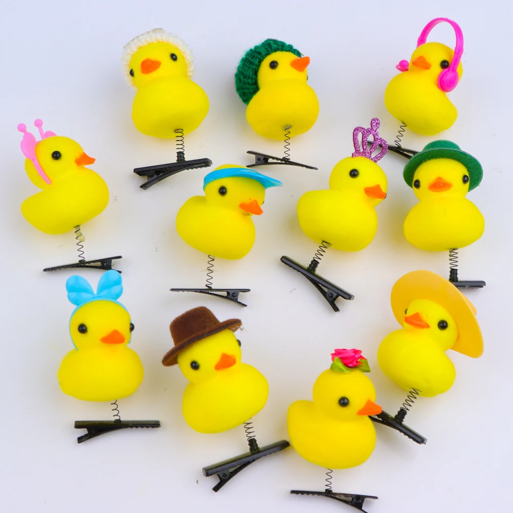 10/20/50/100Pcs/Lot Cartoon Funny DIY Duckbill Clip Children 3D Little Yellow Duck Girl Hairpin Fashion  Accessories Party Gifts