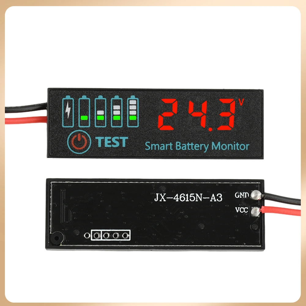 7-55V Battery Capacity Indicator LED Display Voltage Meter for Li-ion LiFePO4 Lead Acid Battery with Customizable Alarm Settings