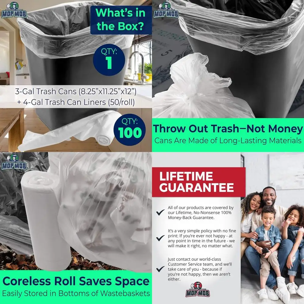 

Compact 100-Count 4 Gallon Trash Bags for Small Black Wastebasket, Ideal for Bathroom, Kitchen, and Home Office Use