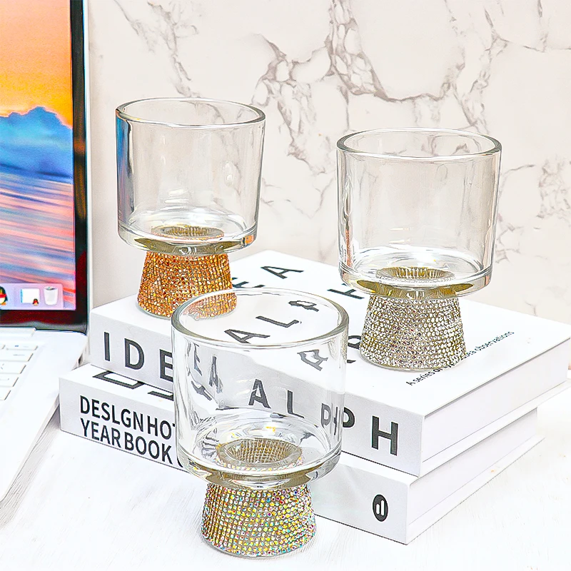 

Легкая роскошная стеклянная чашка с алмазной ручкой-чебочкой, толстая стеклянная чашка для коктейля, термостойкая чашка для кофе и молока