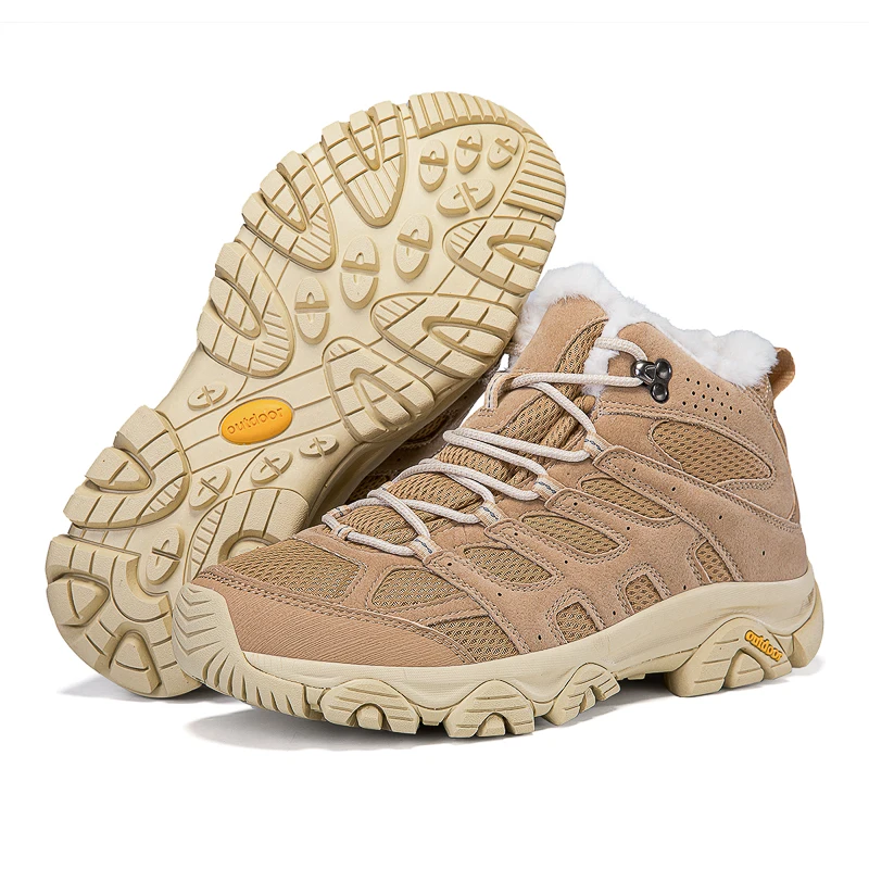 

Winter new anti slip and plush cotton shoes, outdoor warm hiking snow boots, oversized 36-46