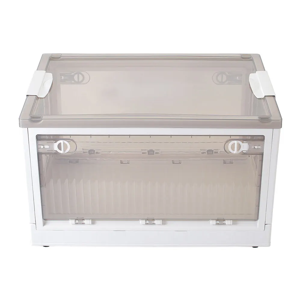 Livingandhome Transparent Folding Storage Box with Wheels