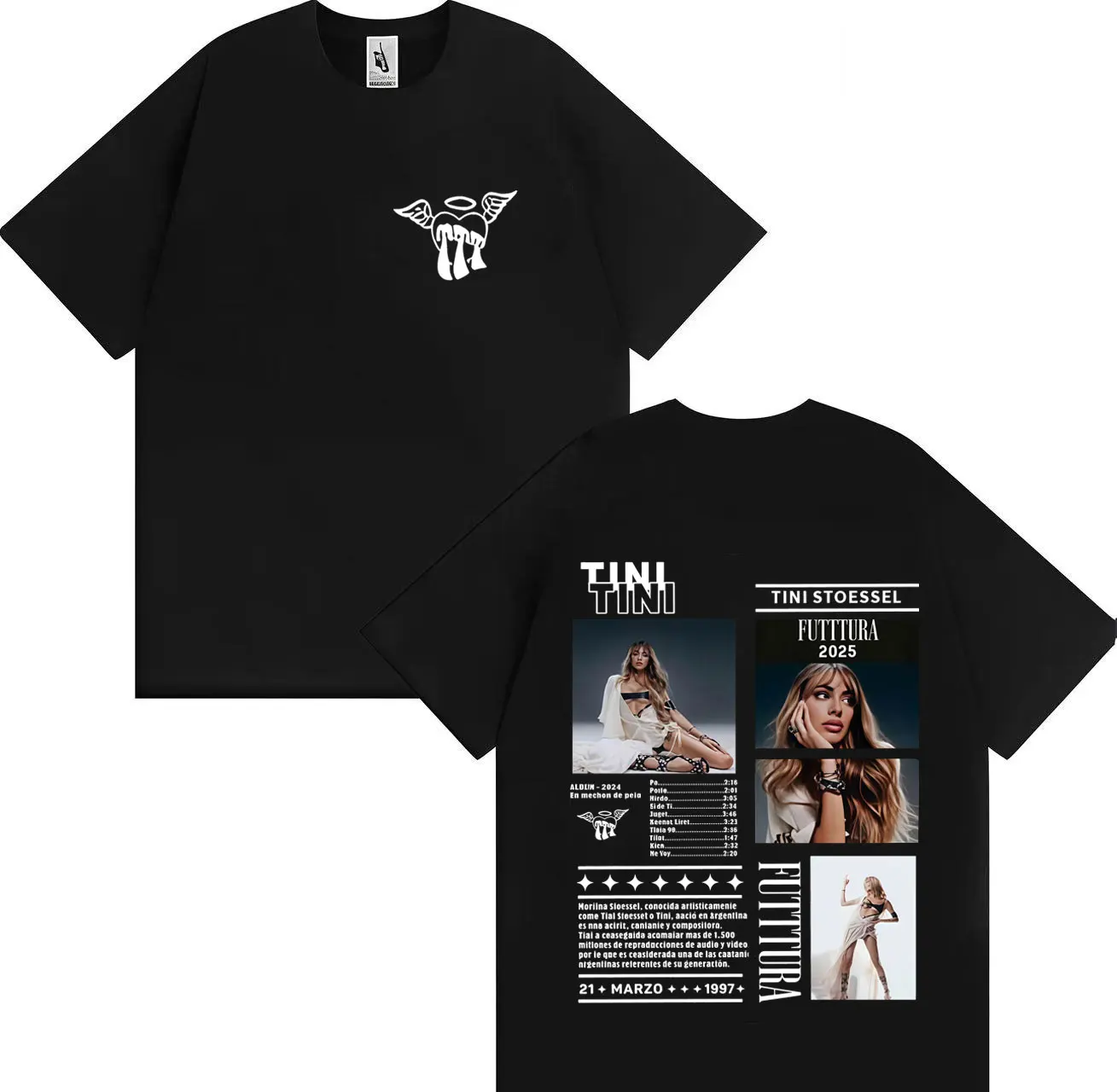 الرجال Tshrits الصيف الساخن المغني TINI Futttura ألبوم جديد المد الموسيقى القوطية القمم للجنسين مزدوجة الوجهين طباعة الجمالية قصيرة الأكمام