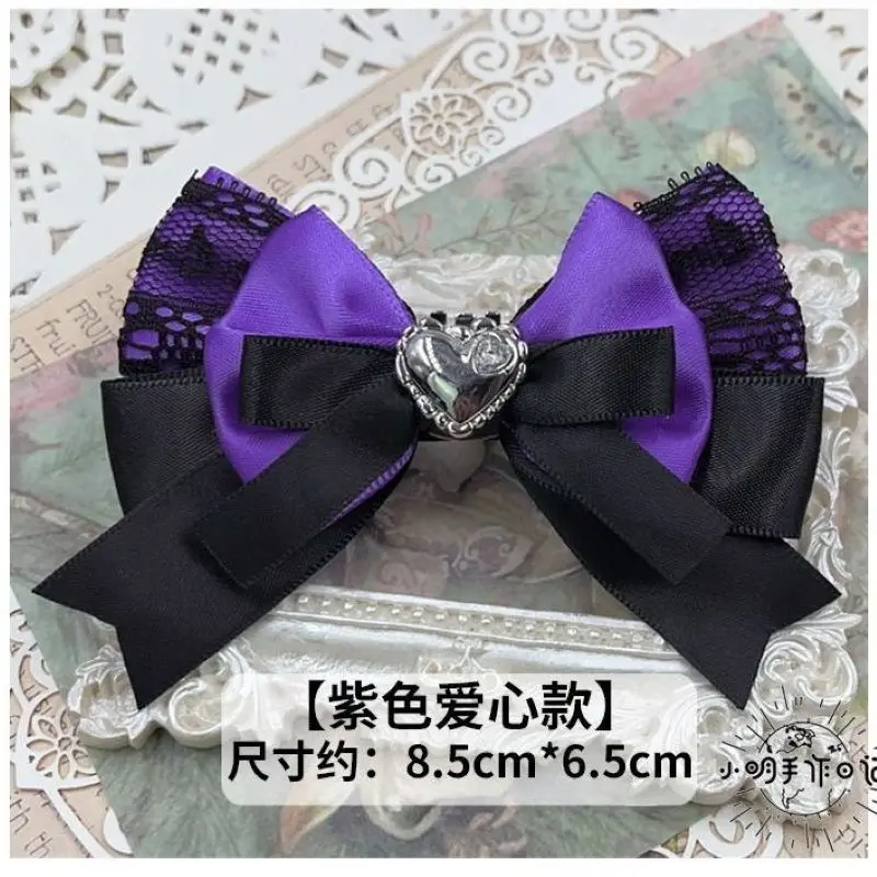 Purple Enchantment Shoe Clips Gothic Dark Style Removable Shoe Flowers Buckles Lace Bow Retro Ribbon Leather Shoe Decoration