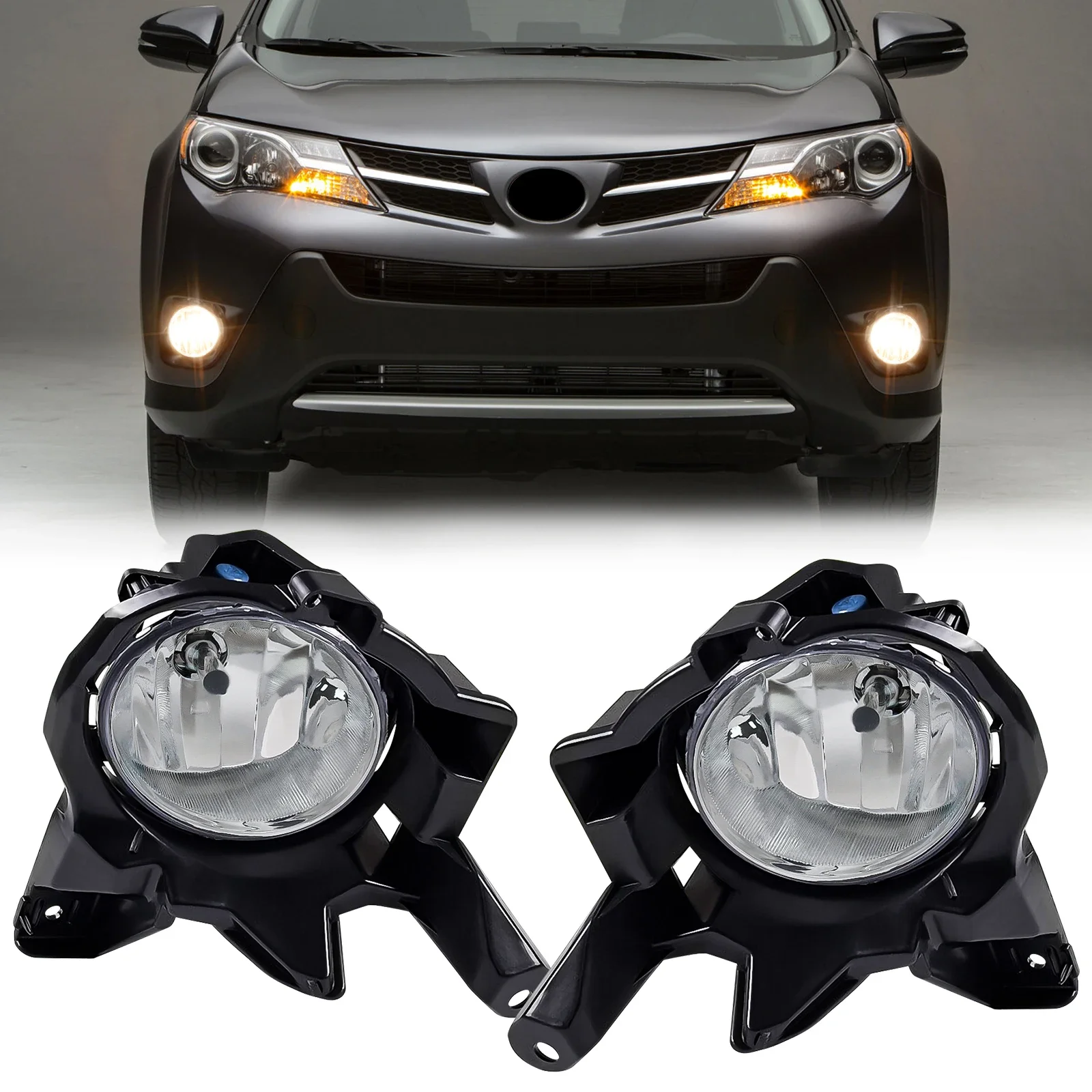 

LED Fog Lamp For Toyota RAV4 2013 2014 2015 Halogen Bulb Bumper Lights Frame Cover ​With Wires Switch Waterproof Car Accessories