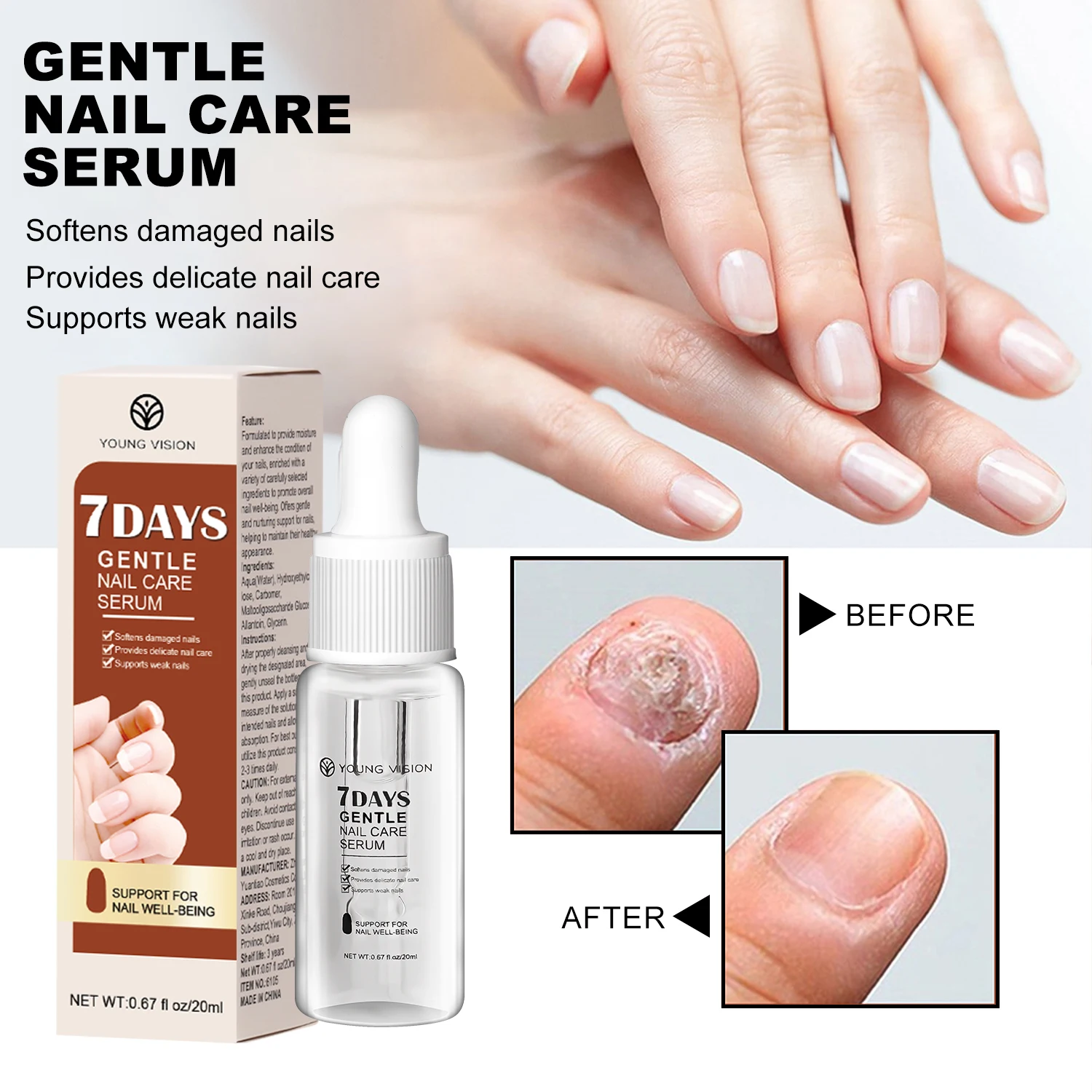 20 ml Nail Serum Nail Treatment Cleaning Nail Care Produce Cleaner Nail Art Manicureed Tool