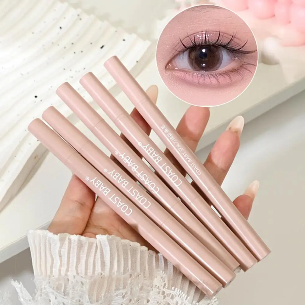 Menisco duplo-end deitado bicho da seda lápis delineador iluminando caneta fosca sombra iluminador creme maquiagem glitter diam b0y3