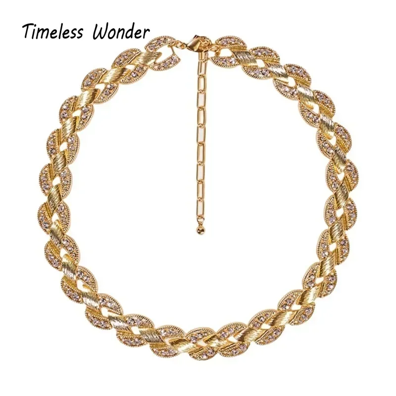 Timeless Wonder Retro Zircon Geo Pave Chains Necklaces for Women Designer Jewelry Runway Top Vintage Style Rare Gift Set 3623