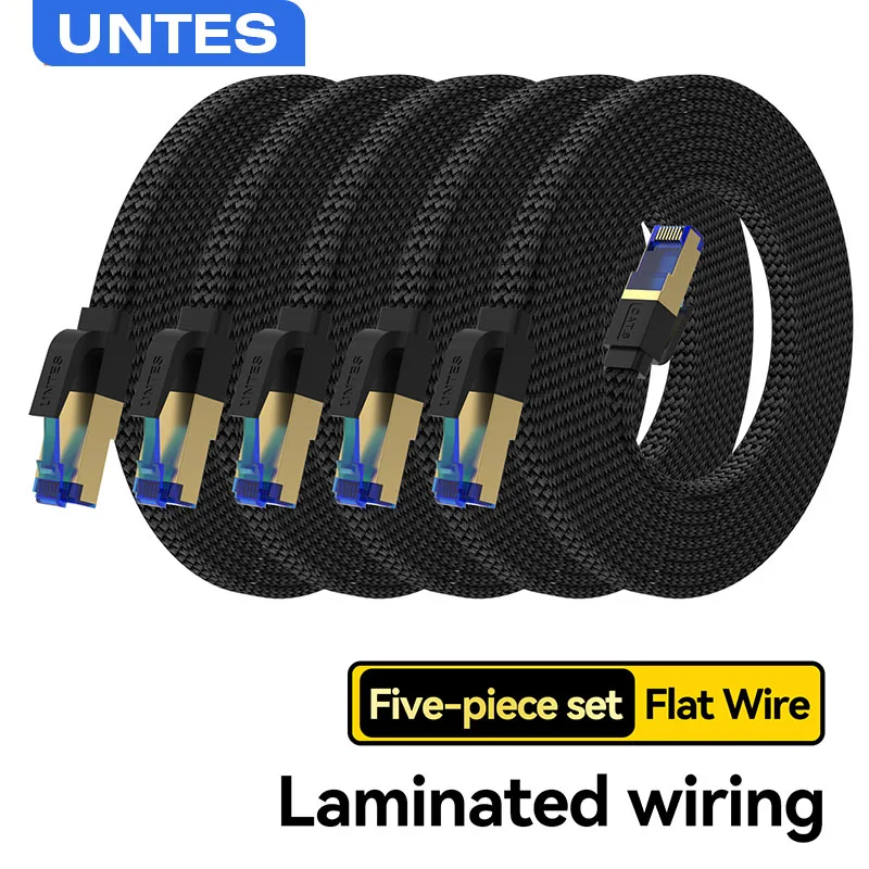 

UNTES 5PACK 2PACK Cat 8 Ethernet-кабель 40 Гбит/с 2000 МГц интернет-кабель плетеный сетевой шнур RJ45 экранированный для ПК PS5 модем-маршрутизатор