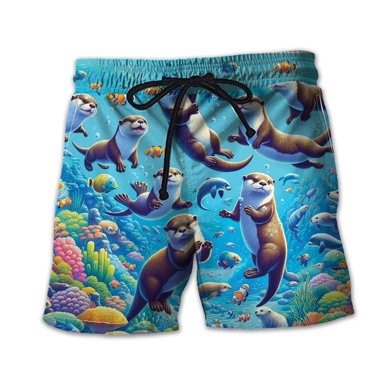 Otter Bades horts lustige Tier Strand Shorts Hip Hop männliche Stämme Lutrinae Boards horts Hawaii Boards horts Aloha Bermudas