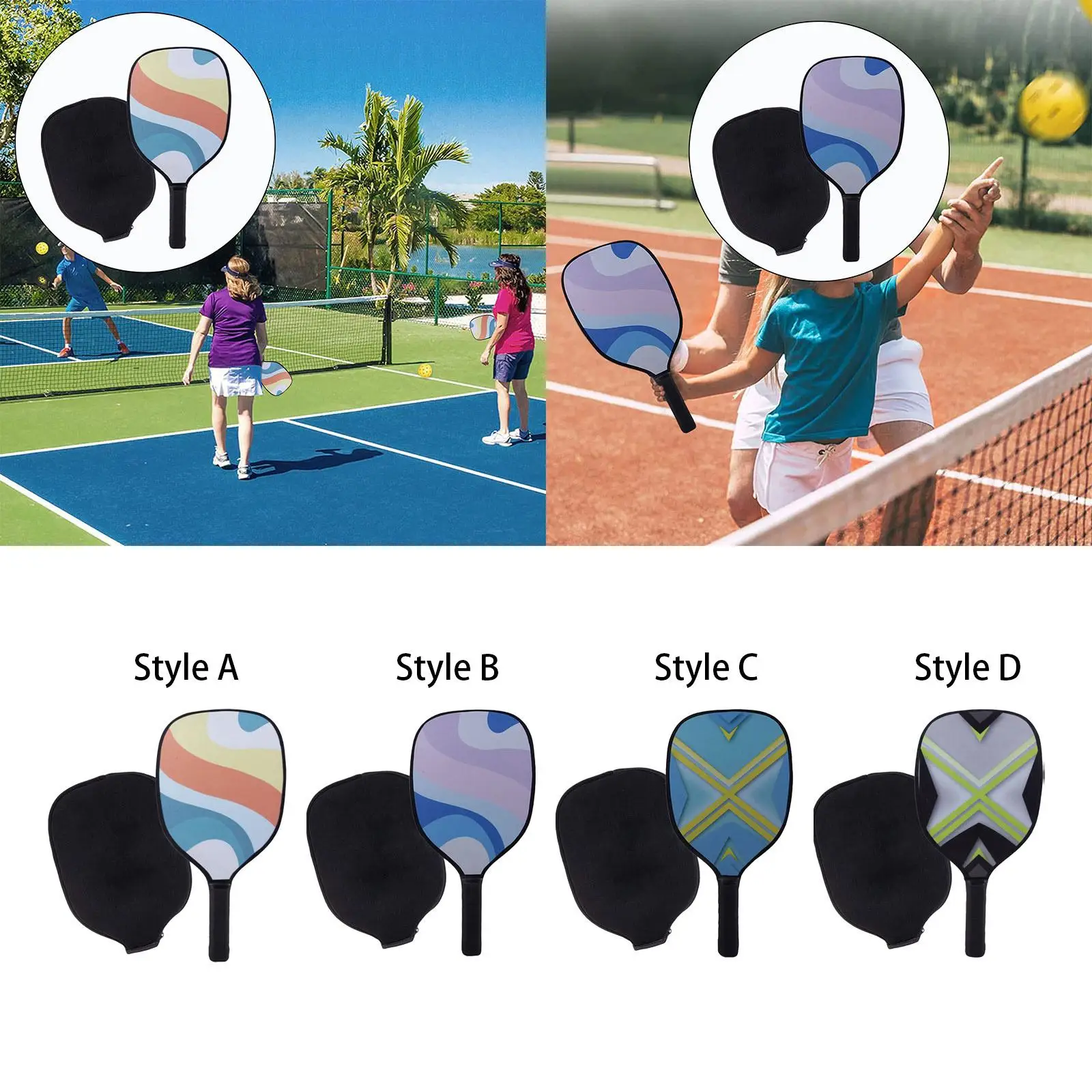 

Ракетка для пиклбола Прочная и легкая удобная деревянная ручка с крышкой Ракетка для средних игроков Взрослые