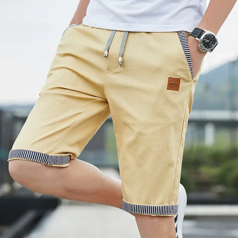 Plus Size Men's Beach Shorts New Summer Shorts Men's Cotton Linen Board Short Pants Men's Casual Drawstring Solid Casual Pants