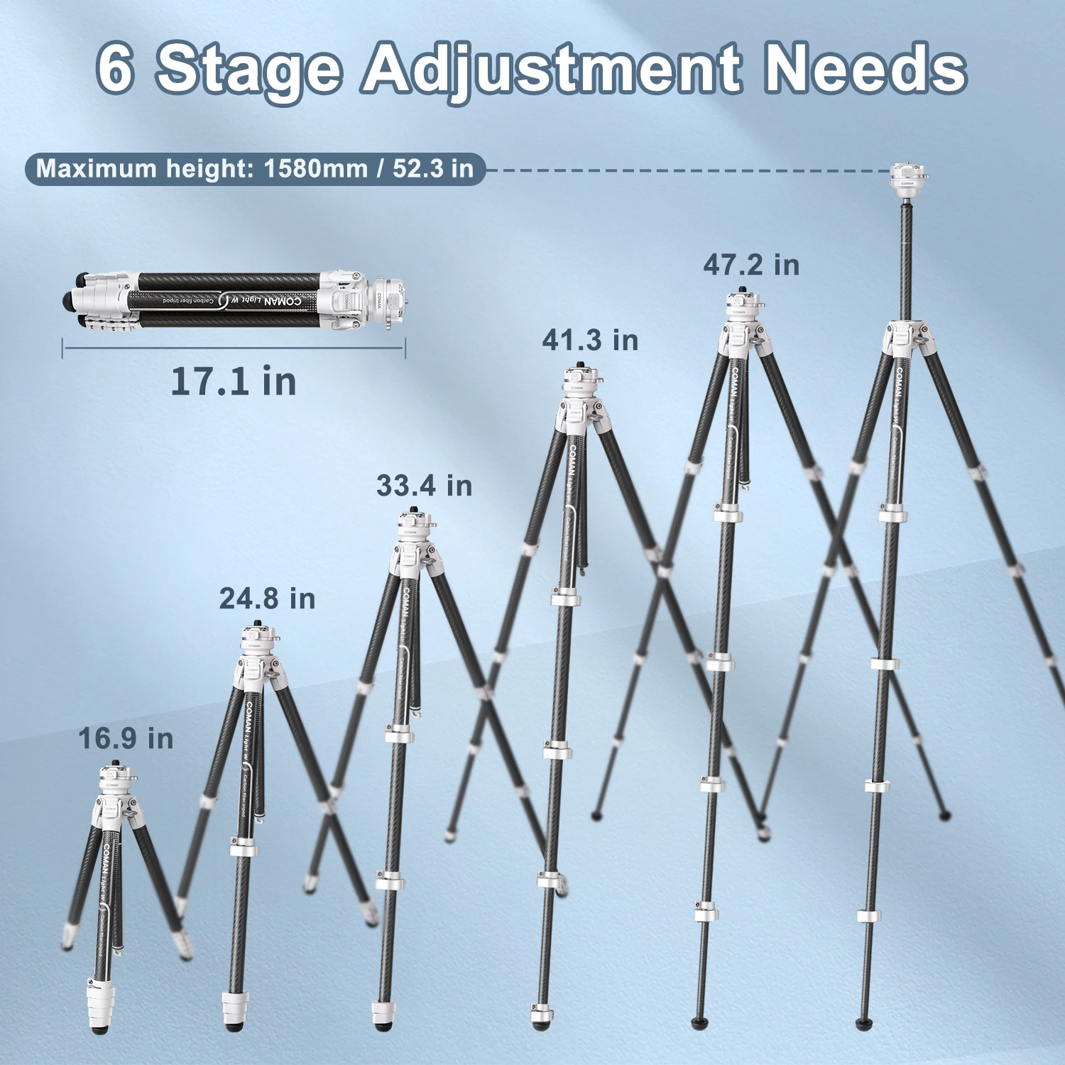 Light W Compact Tripod Carbon Fiber Video  Tripod Lightweight Travel Tripod