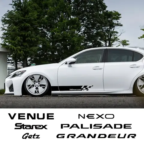 2PCS Car Door Side Vinyl PVC Stickers Auto Exterior Decal Accessory For Hyundai Getz STAREX TIBURON GRANDEUR NEXO PALISADE VENUE