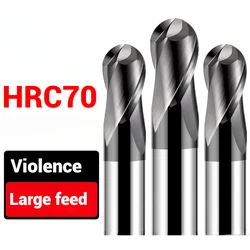 HRC70 Ball Nose End Mill Tungsten Carbide Cutter CNC Router Bit Milling Tool R0.5 2 4 6 810mm 2 Flute Metal Steel Machining Tool