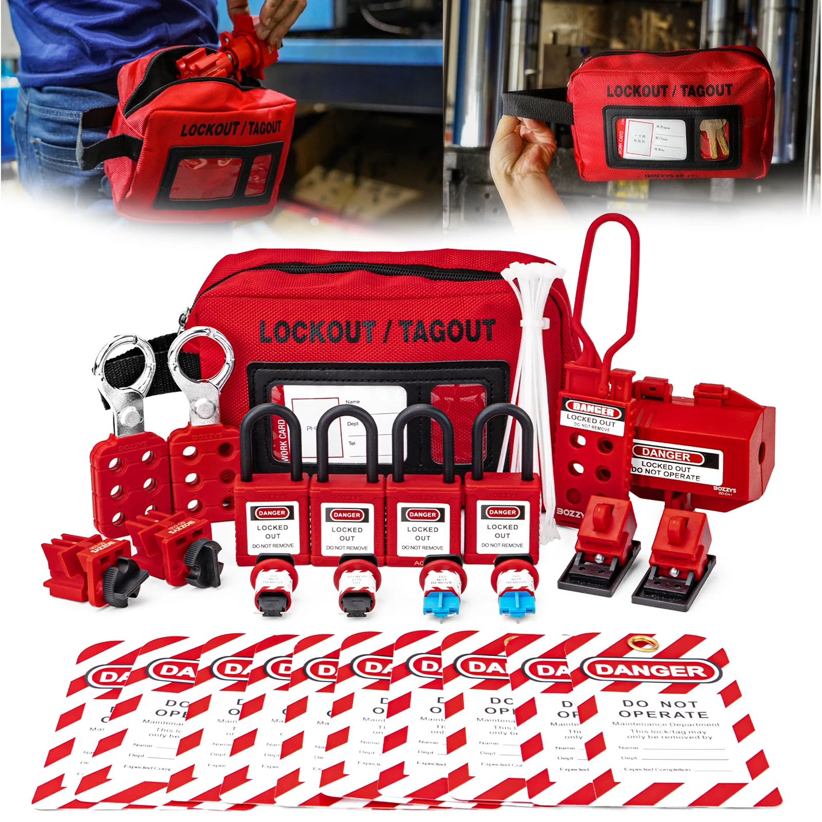 

BOZZYS Personal Electrical Lockout Tagout Kit with Loto Padlock Locks to Overhaul of Lockout-Tagout Equipment